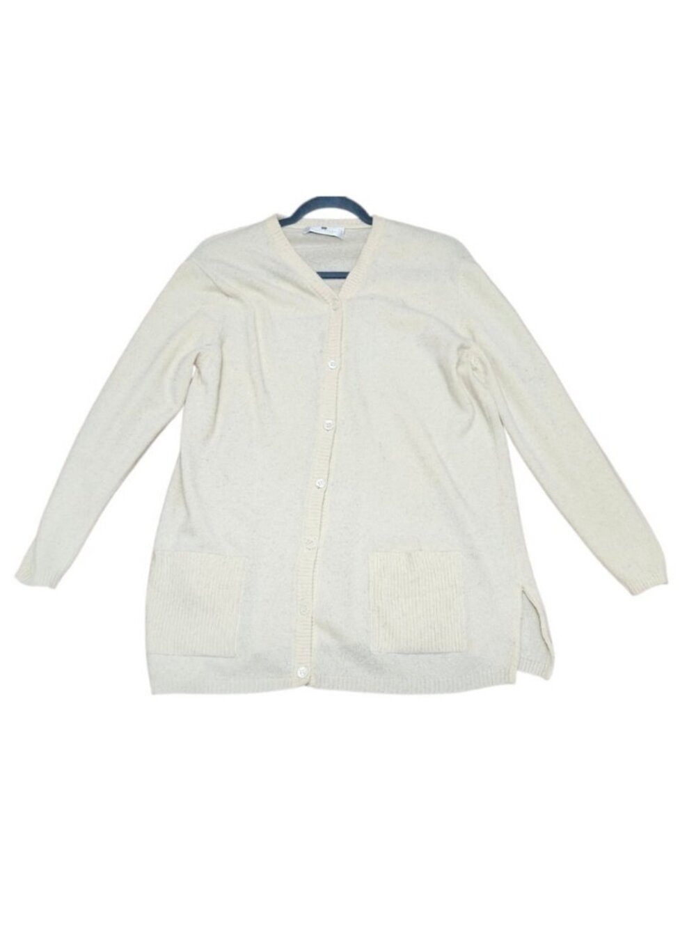 Vintage Ballantyne Scotland 100% Pure Cashmere Cream Long Cardigan Sweater M - Picture 2 of 12